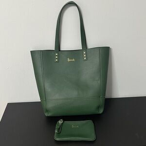 Harrods Forest Green Tote with Wristlet Pouch NWOT
